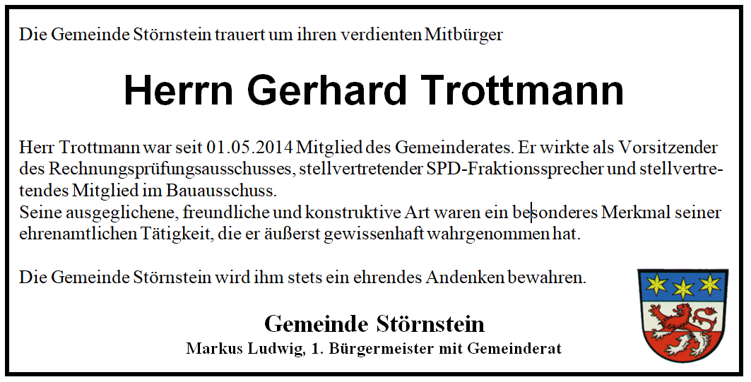 2021 03 04 Trottmann Gerhard Kondolenz